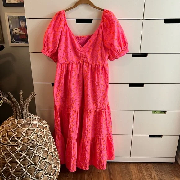 lilly pulitzer pink eyelet dress Kina Midi Isle Psychedelic NWT Size 4 Dry clean $298 New Lilly Pulitzer Kyla